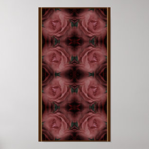 Poster Padrão Abstrato Vintage Rosa Vermelha
