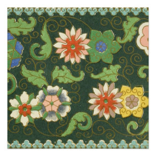 Pôster Padrão Antigo Cloisonné Chinês: Jade Verde