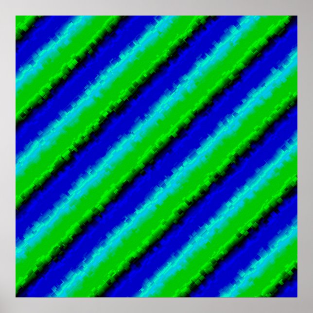 Poster Padrão arco-íris 3D abstrato azul verde (Frente)