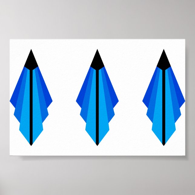 Poster Padrão Art Deco em Blues (Frente)