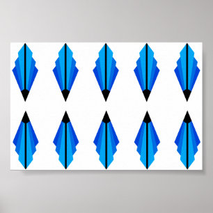 Poster Padrão Art Deco em Blues