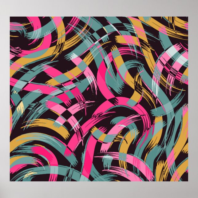 Poster Padrão artístico do traçado do pincel. (Frente)