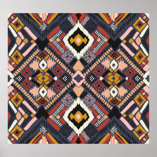 Poster Padrão Aztec do Chevron Africano Tribal (Frente)