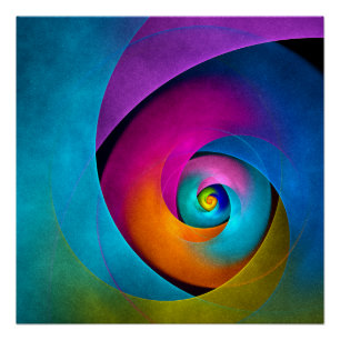 Pôster Padrão Azul Cor-de-rosa Abstrato Floral Moderno #1