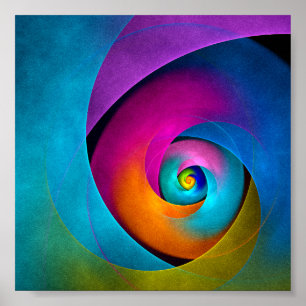 Poster Padrão Azul Cor-de-rosa Abstrato Floral Moderno #1