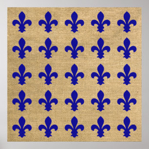 Pôster Padrão Azul de Fleur de Lys Moods de Paris