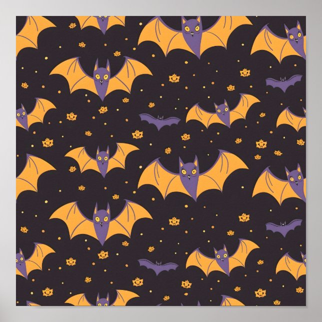 Poster Padrão Bats Cute (Frente)
