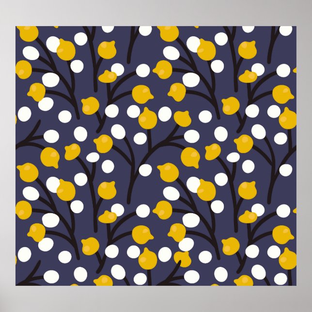 Poster Padrão botânico floral delicado e vítreo. (Frente)