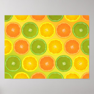 Poster Padrão Citrus.. Laranja, limão e limão