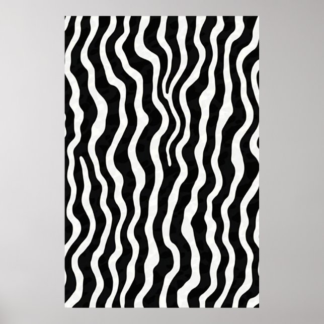 Poster Padrão Clássico de Faixa de Zebra Branca e Preta (Frente)