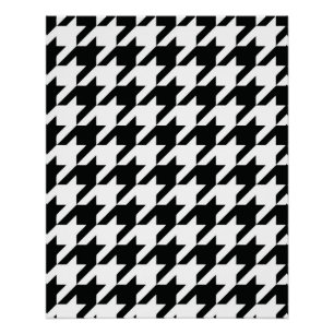 Pôster Padrão Clássico de Houndstooth: Preto e Branco Vin