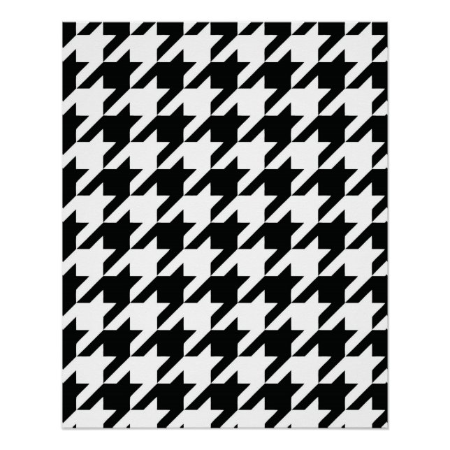 Pôster Padrão Clássico de Houndstooth: Preto e Branco Vin (Frente)