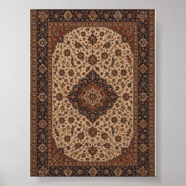 Poster Padrão Clássico de Tapete Oriental Persa Decoração (Frente)