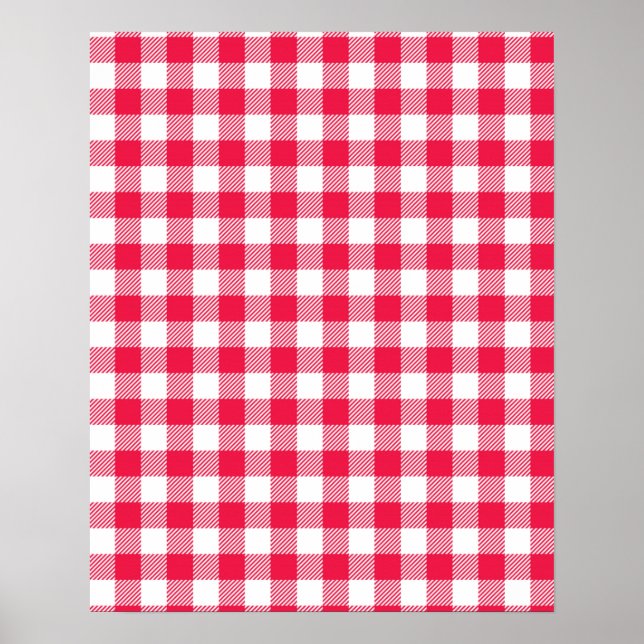 Poster Padrão Clássico de Xadrez Vermelho Country (Frente)