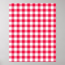 Poster Padrão Clássico do País Gingham Vermelho