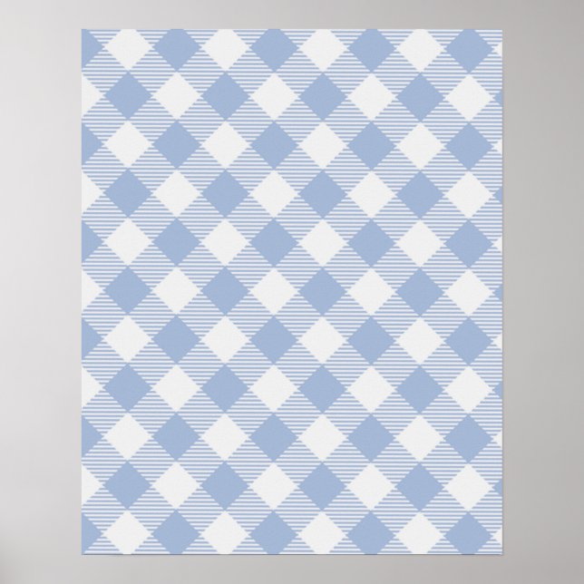 Pôster Padrão clássico Gingham azul verificado (Frente)