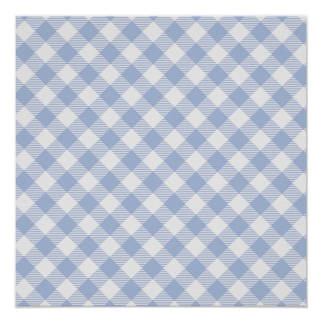 Pôster Padrão clássico Gingham azul verificado (Frente)