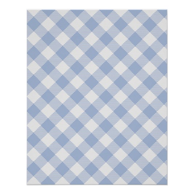 Pôster Padrão clássico Gingham azul verificado (Frente)