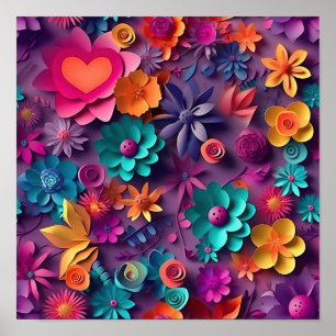 Poster Padrão Colorido das Flores de Mola