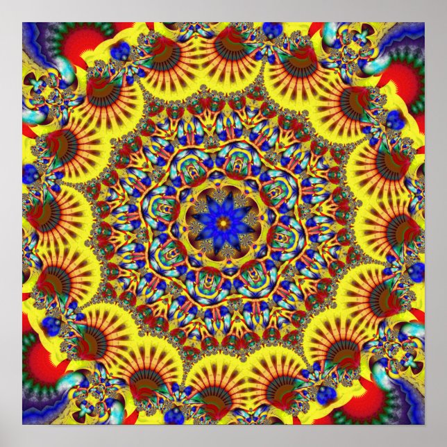 Poster Padrão Colorido de Caleidoscópio (Frente)
