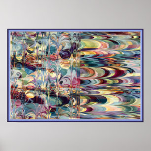 Poster Padrão Colorido de Ebru Fractal
