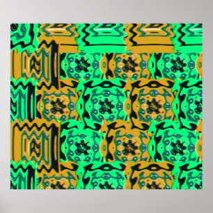 Poster Padrão Colorido de Glitch Geométrico