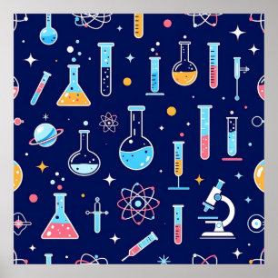 Poster Padrão Colorido de Laboratório de Ciências Química