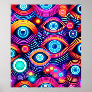 Poster Padrão Colorido de Olho Psicodélico
