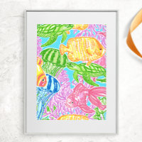 Padrão Colorido de Peixes Tropicais