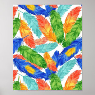 Poster Padrão Colorido de Pena — Pena Aquarela