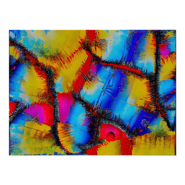 Pôster Padrão colorido do Abstrato Stich (Frente)