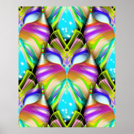 Poster Padrão Colorido do Oracle Owl e do Cyan Preto