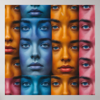 Poster Padrão Colorido Faces