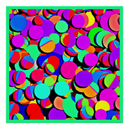 Pôster Padrão Colorido Vibrante de Revival Retro