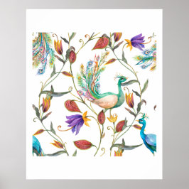 Poster Padrão com pavão e flores l