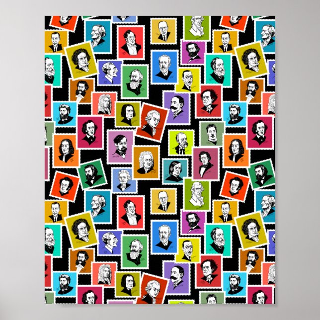 Poster Padrão com retratos dos maiores compositores (Frente)