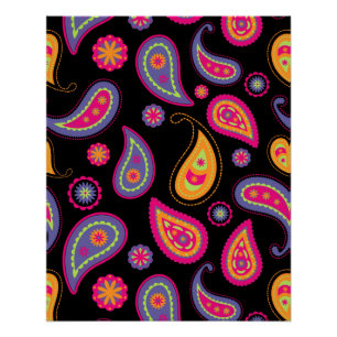 Pôster Padrão contínuo colorido de Paisley