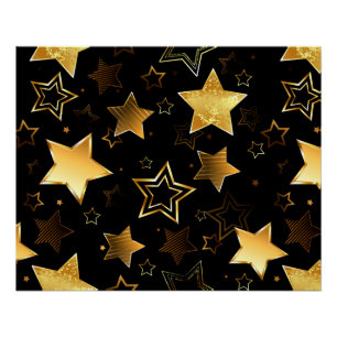 Pôster Padrão contínuo com estrelas douradas