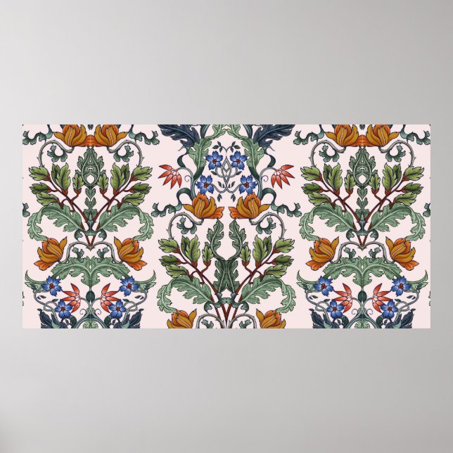 Poster Padrão contínuo com flores em estilo art déco. M (Frente)