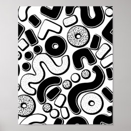 Poster Padrão contínuo de Memphis, design preto minimalis