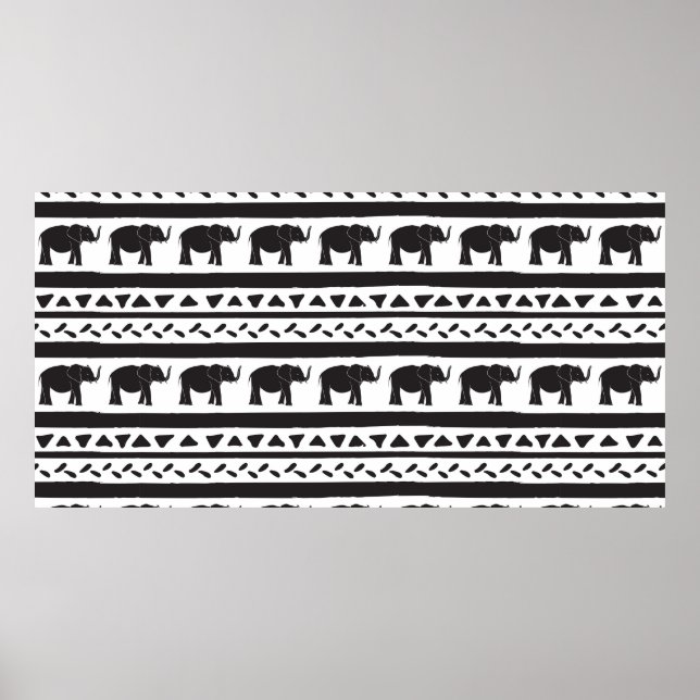 Poster Padrão contínuo decorativo com desenho à mão (Frente)