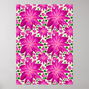 Poster Padrão contínuo floral rosa quente