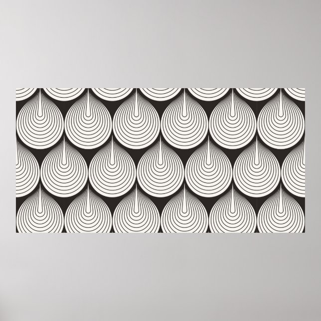 Poster Padrão contínuo. Ornamentação monocromática elegan (Frente)