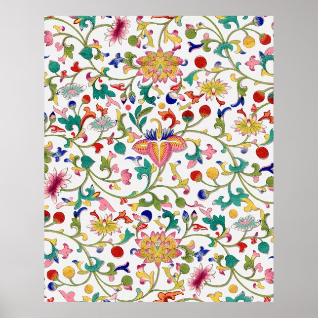 Poster Padrão contínuo ornamental floral (Frente)