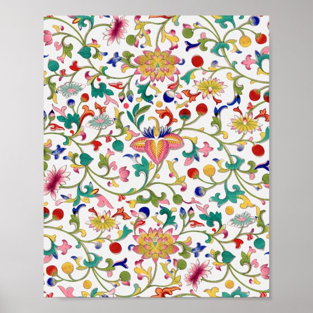 Poster Padrão contínuo ornamental floral (Frente)