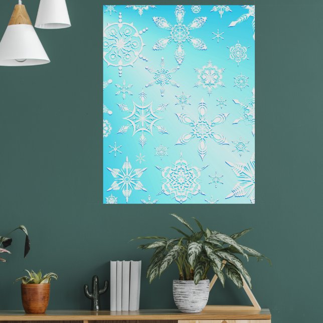 Poster Padrão Crystal Snowflakes (Sala de Estar 1)