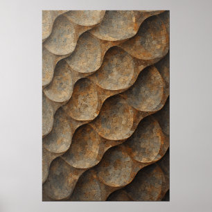 Poster Padrão Curvo de Azulejo Mosaico: Geometria Terrest