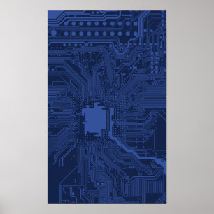 Poster Padrão da placa-mãe do Geek azul