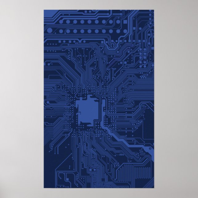 Poster Padrão da placa-mãe do Geek azul (Frente)