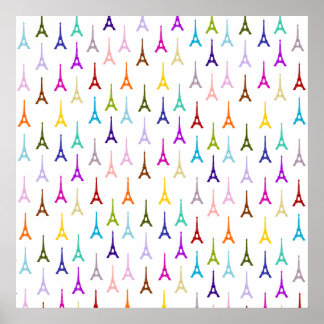 Poster Padrão da Torre Rainbow Paris Eiffel